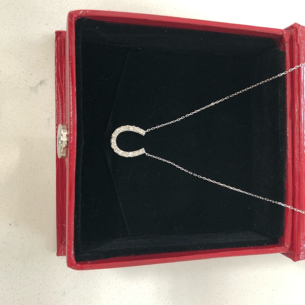 18k white gold horseshoe necklace